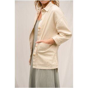 SOLD Mien Studios Painters Oversized Shirt Jacket Champagne White XS